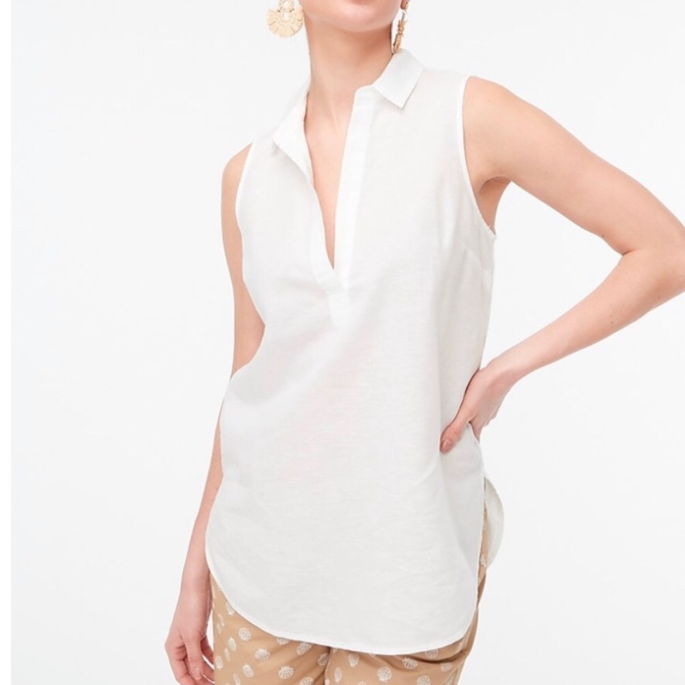 j.crew factory linen-cotton sleeveless popover tunic top size large nwot